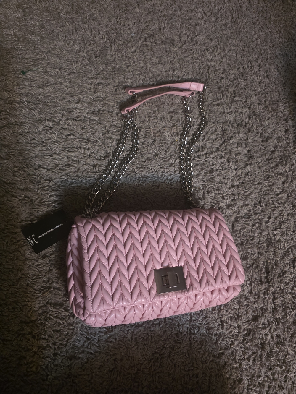 INC International Concepts Pink Quilted Chain Shoulder Bag